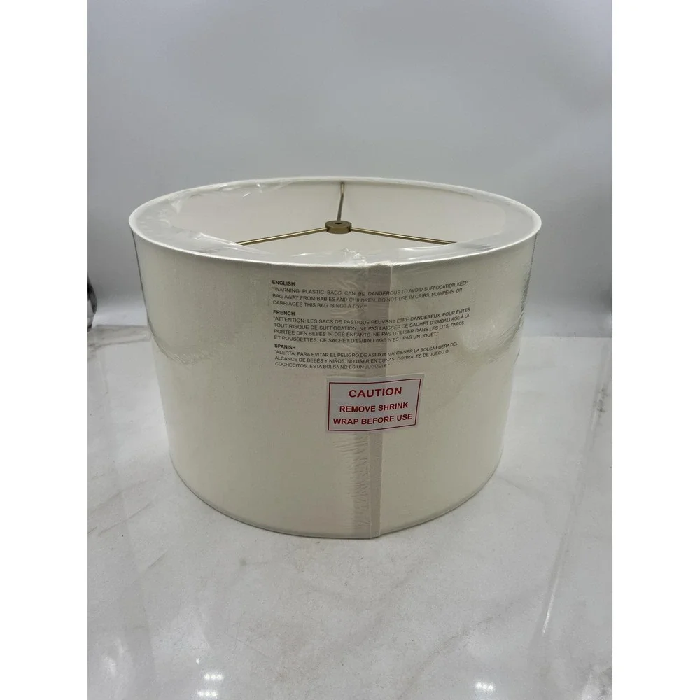 WEST ELM White Linen Drum Lamp Shade 14x8 Spider Fitter Table Floor Light New